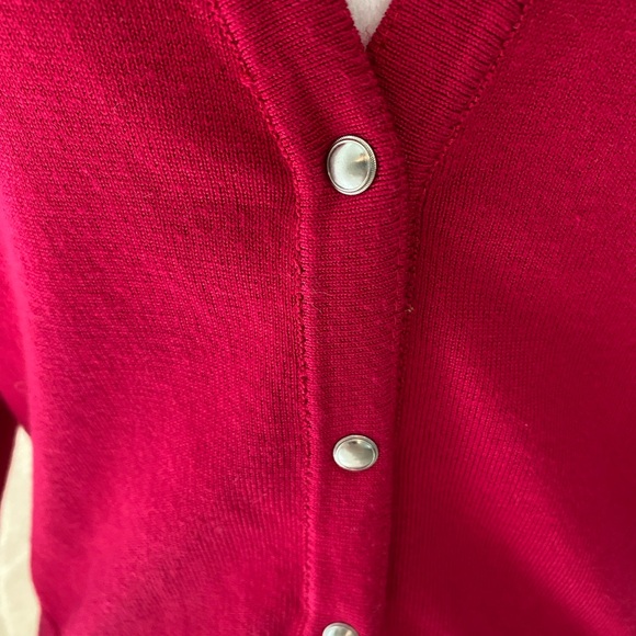 White House Black Market fuchsia sweater, metal buttons- size M - Picture 3 of 6